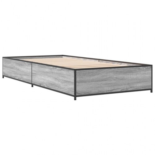 Sengeramme 100 x 200 cm i konstrueret træ og metal - grå sonoma-eg