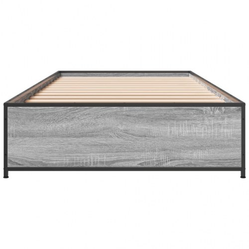 Sengeramme 100 x 200 cm i konstrueret træ og metal - grå sonoma-eg