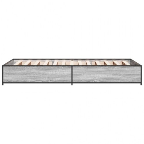 Sengeramme 100 x 200 cm i konstrueret træ og metal - grå sonoma-eg