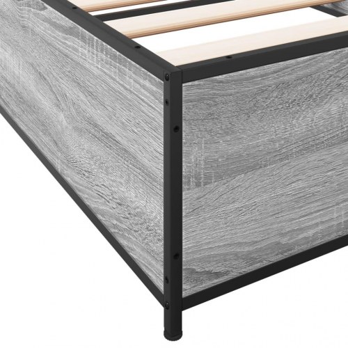 Sengeramme 100 x 200 cm i konstrueret træ og metal - grå sonoma-eg