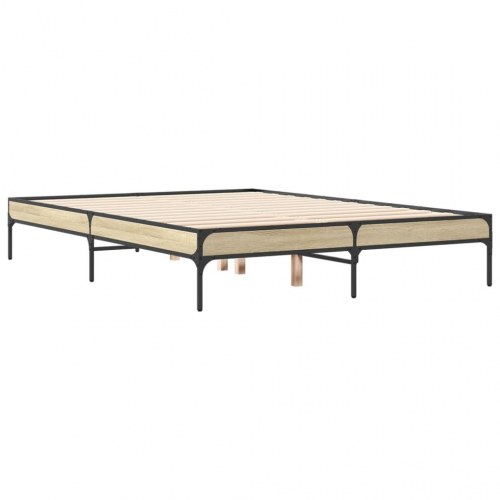 Sengestel 120x190 cm konstrueret træ og metal sonoma-eg