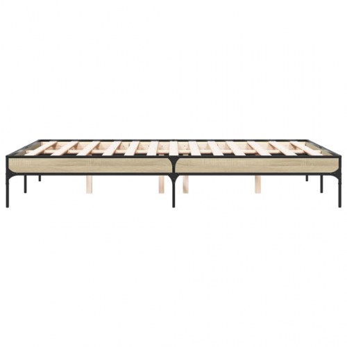 Sengestel 120x190 cm konstrueret træ og metal sonoma-eg