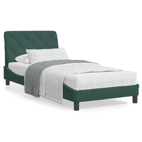 Seng med madras 90x200 cm velour mørkegrøn