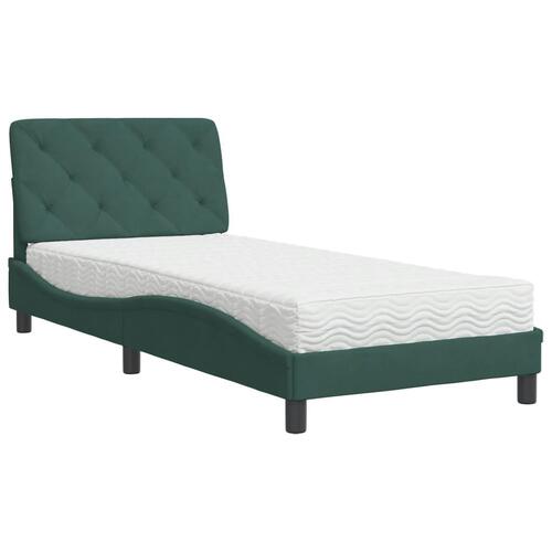 Seng med madras 90x200 cm velour mørkegrøn
