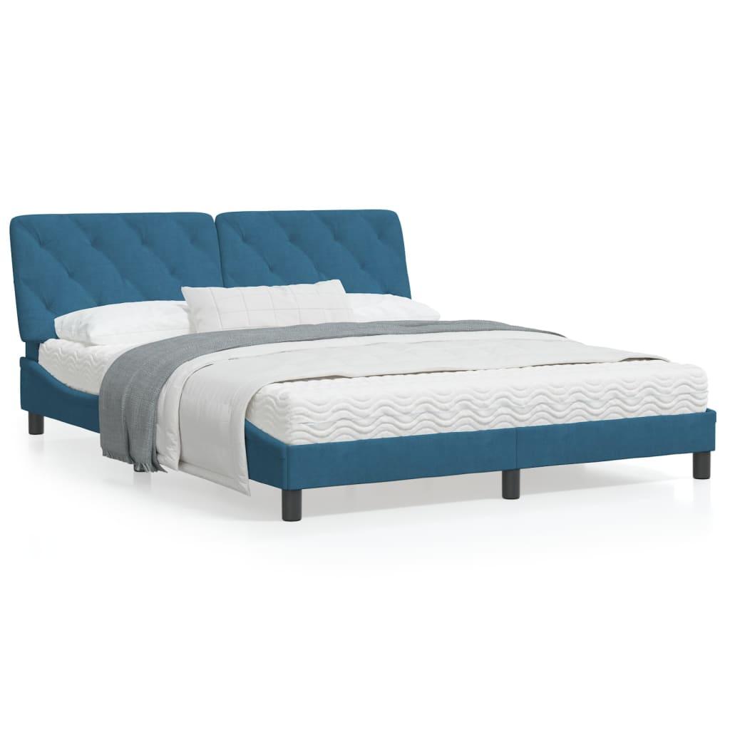 Seng med madras 160x200 cm velour blå