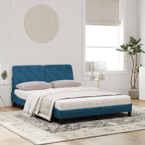 Seng med madras 160x200 cm velour blå