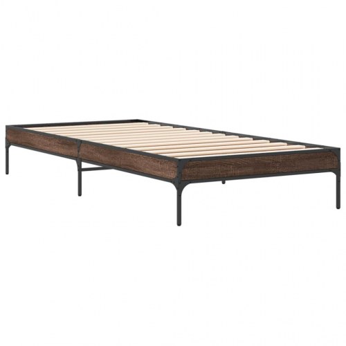 Sengeramme 100 x 200 cm i konstrueret træ og metal - brun egetræ