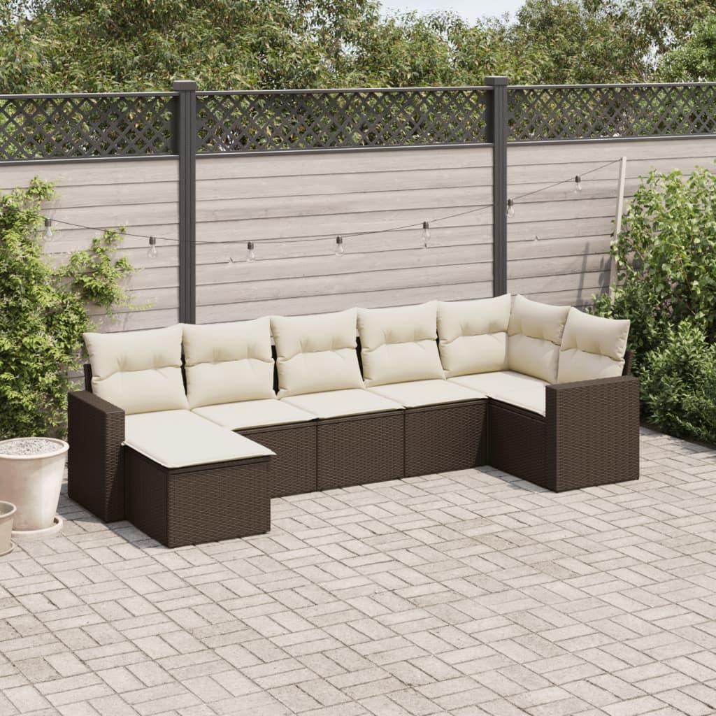 Sofasæt Til Haven 8 Dele Med Hynder Polyrattan Beige - Brun og cremefarvet / Uden bord