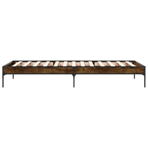 Sengeramme 90 x 190 cm i konstrueret træ og metal - røget egetræ