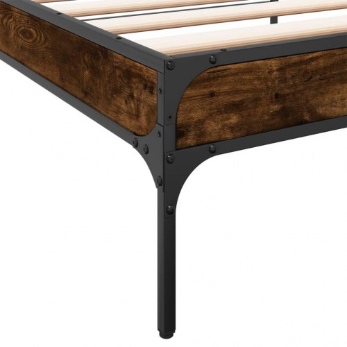 Sengeramme 90 x 190 cm i konstrueret træ og metal - røget egetræ
