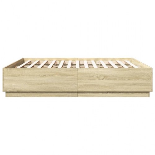 Sengestel 200x200 cm konstrueret træ sonoma-eg