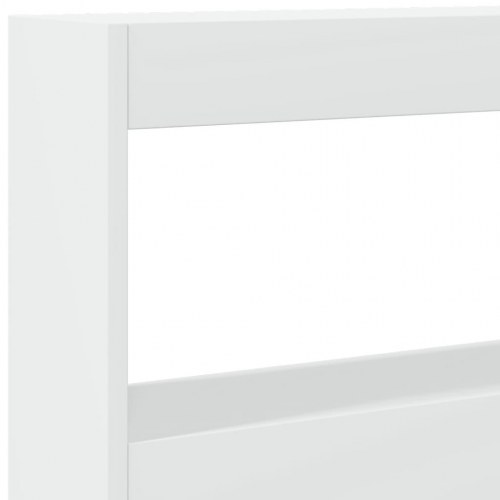 Sengegavl med opbevaring og LED-lys - hvid, 200 x 17 x 102 cm
