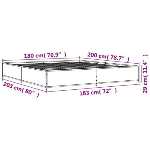 Sengestel 180x200 cm konstrueret træ og metal sonoma-eg