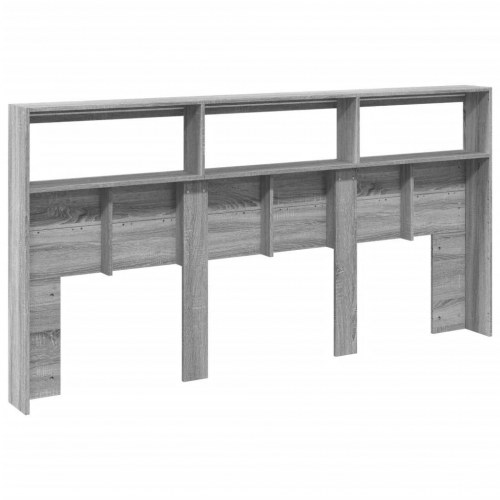 Sengegavl med opbevaring og LED-lys 200 x 17 x 102 cm - grå sonoma-eg