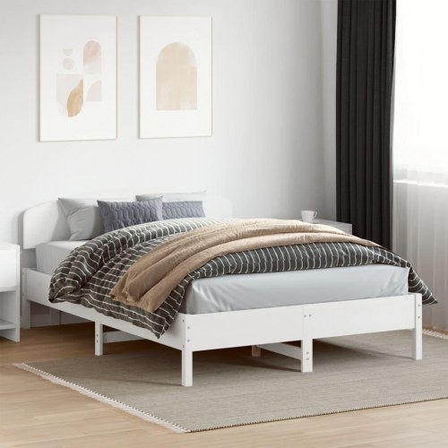 Sengeramme uden madras 150x200 cm massivt fyrretræ hvid