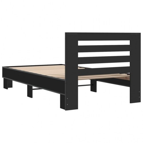 Sengeramme 75 x 190 cm i konstrueret træ og metal - sort