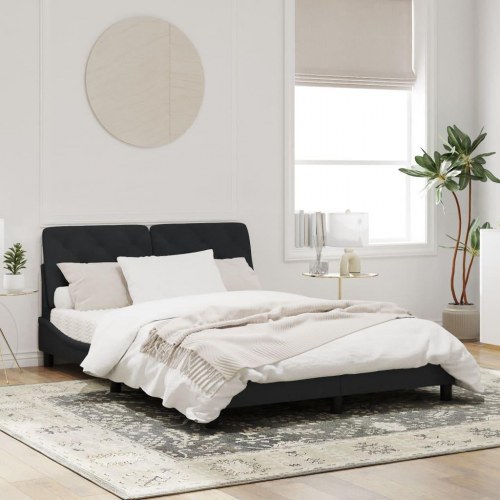 Sengeramme med LED 160 x 200 cm uden madras - sort velour