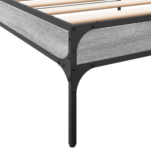 Sengeramme 90 x 190 cm i konstrueret træ og metal - grå sonoma-eg