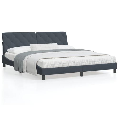 Sengeramme med LED-lys 148x200 cm velour mørkegrå
