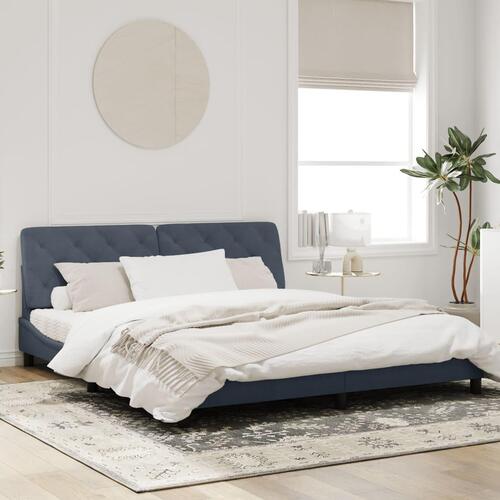 Sengeramme med LED-lys 148x200 cm velour mørkegrå
