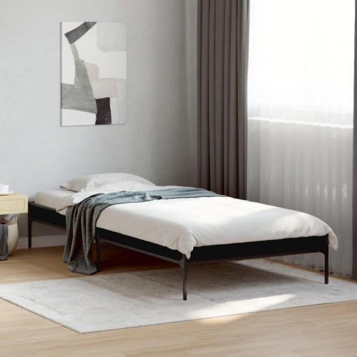 Sengeramme 75 x 190 cm i konstrueret træ og metal - sort