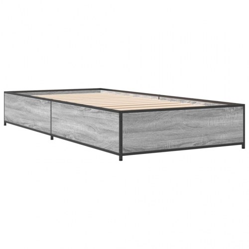Sengeramme 75 x 190 cm i konstrueret træ og metal - grå sonoma-eg