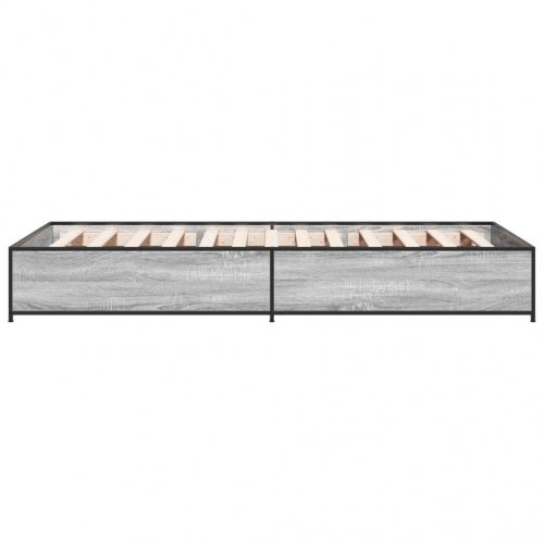 Sengeramme 75 x 190 cm i konstrueret træ og metal - grå sonoma-eg