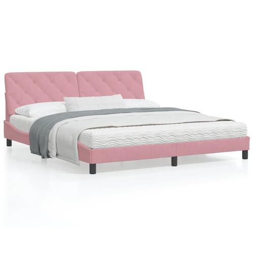 Sengeramme med sengegavl 180x200 cm fløjl pink