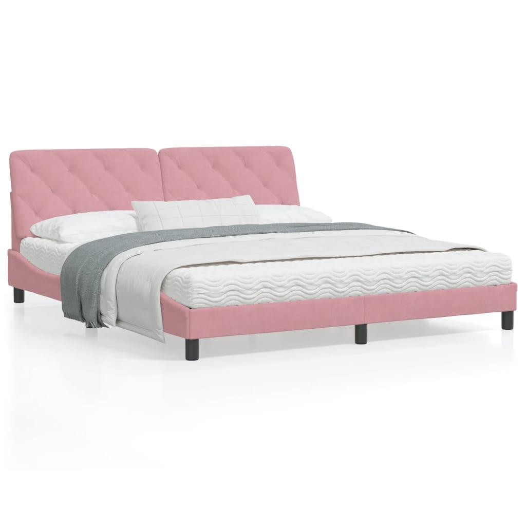 Sengeramme med sengegavl 180x200 cm fløjl pink