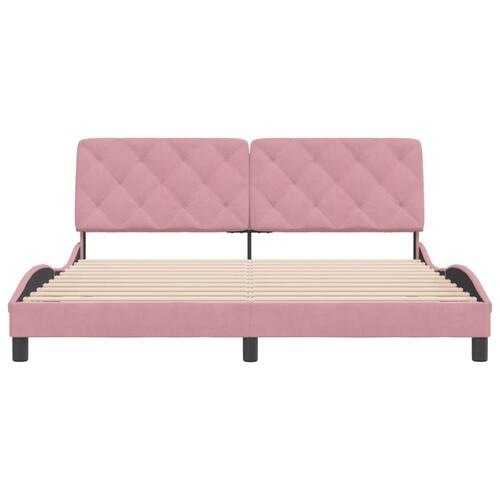 Sengeramme med sengegavl 180x200 cm fløjl pink