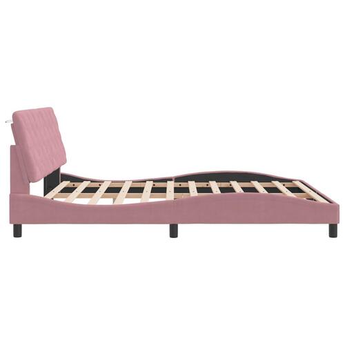 Sengeramme med sengegavl 180x200 cm fløjl pink