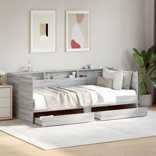 Daybed med skuffer uden madras 90x200 cm grå sonoma-eg