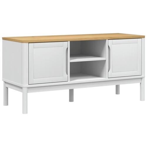 Tv-bord FLORO 114x43x55 cm massivt fyrretræ hvid