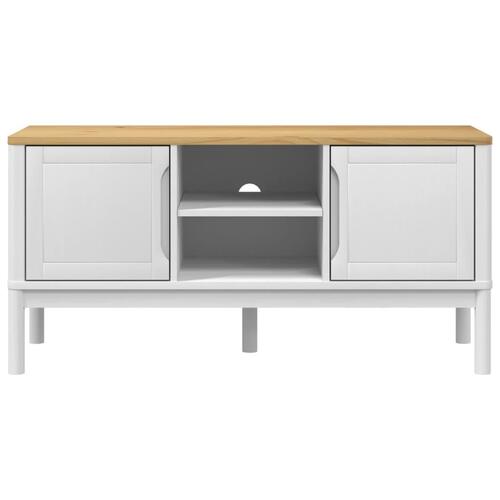Tv-bord FLORO 114x43x55 cm massivt fyrretræ hvid