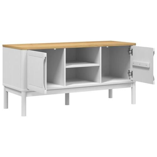 Tv-bord FLORO 114x43x55 cm massivt fyrretræ hvid