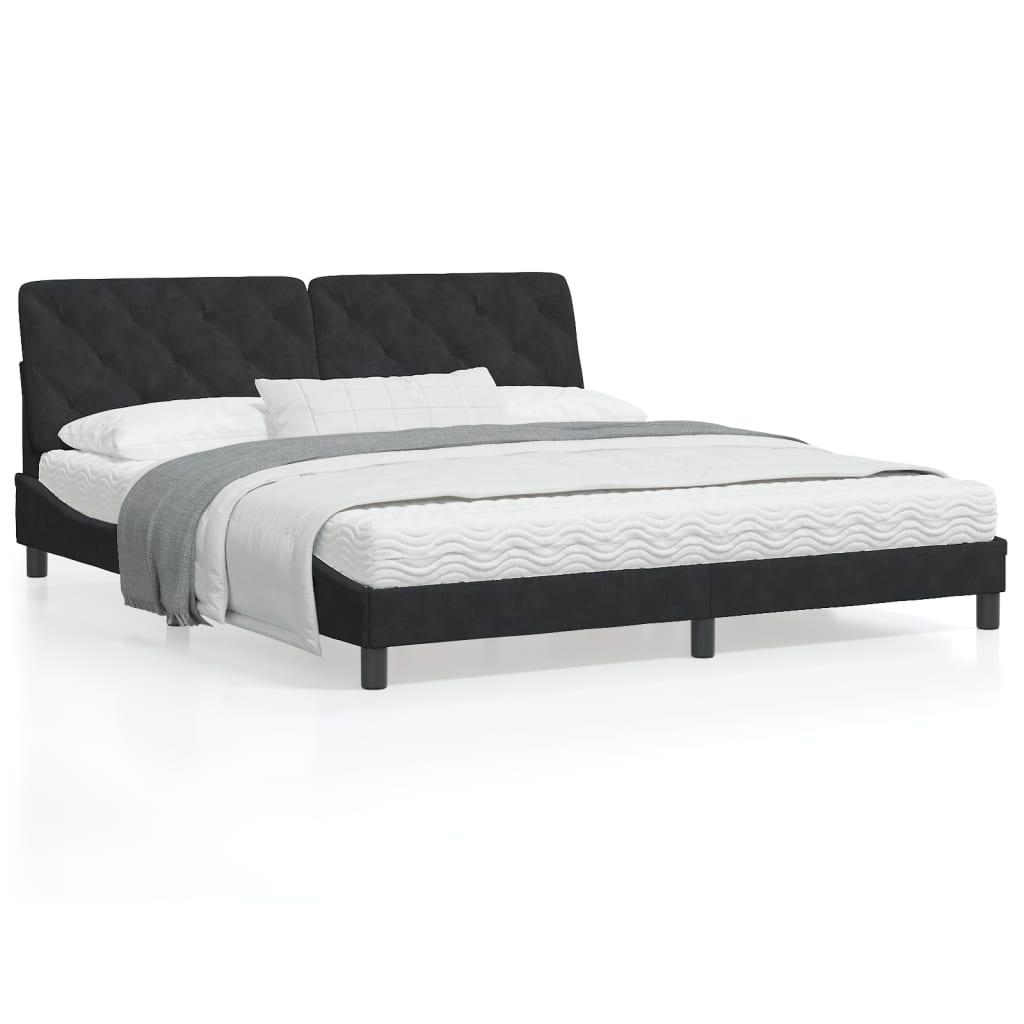 Seng med madras 180x200 cm velour sort