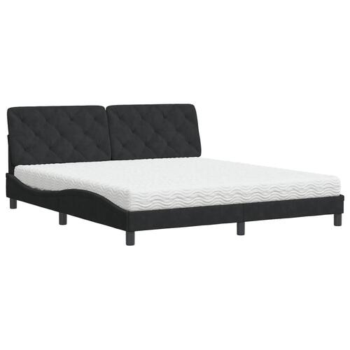 Seng med madras 180x200 cm velour sort