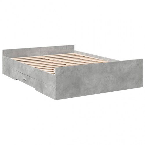 Sengeramme med 2 skuffer 135 x 190 cm - betongrå