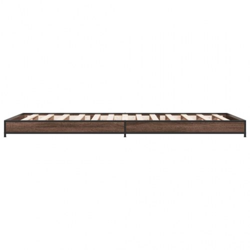 Sengeramme 75x190 cm konstrueret træ og metal brun egetræsfarve