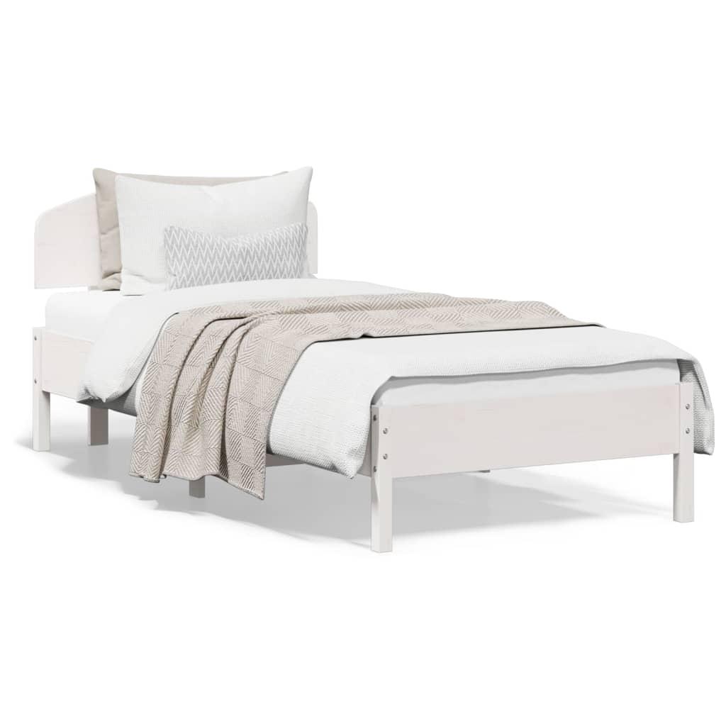 Sengeramme uden madras 100x200 cm massivt fyrretræ hvid