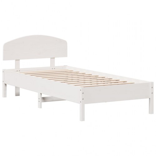 Sengeramme uden madras 100x200 cm massivt fyrretræ hvid
