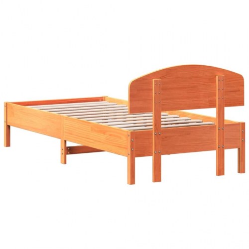 Sengeramme uden madras 90x200 cm massivt fyrretræ gyldenbrun