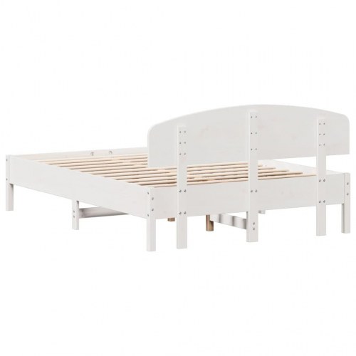 Sengeramme uden madras 135x190 cm massivt fyrretræ hvid