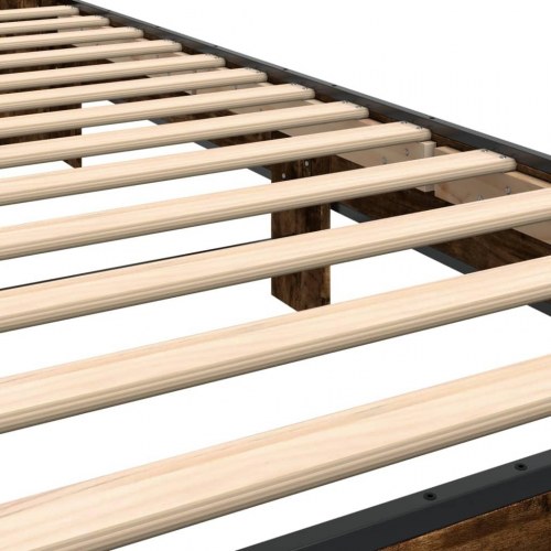 Sengeramme 90x200 cm konstrueret træ og metal røget eg