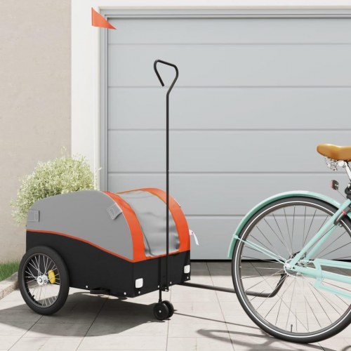 Cykelanhænger 45 kg - jern, sort/orange