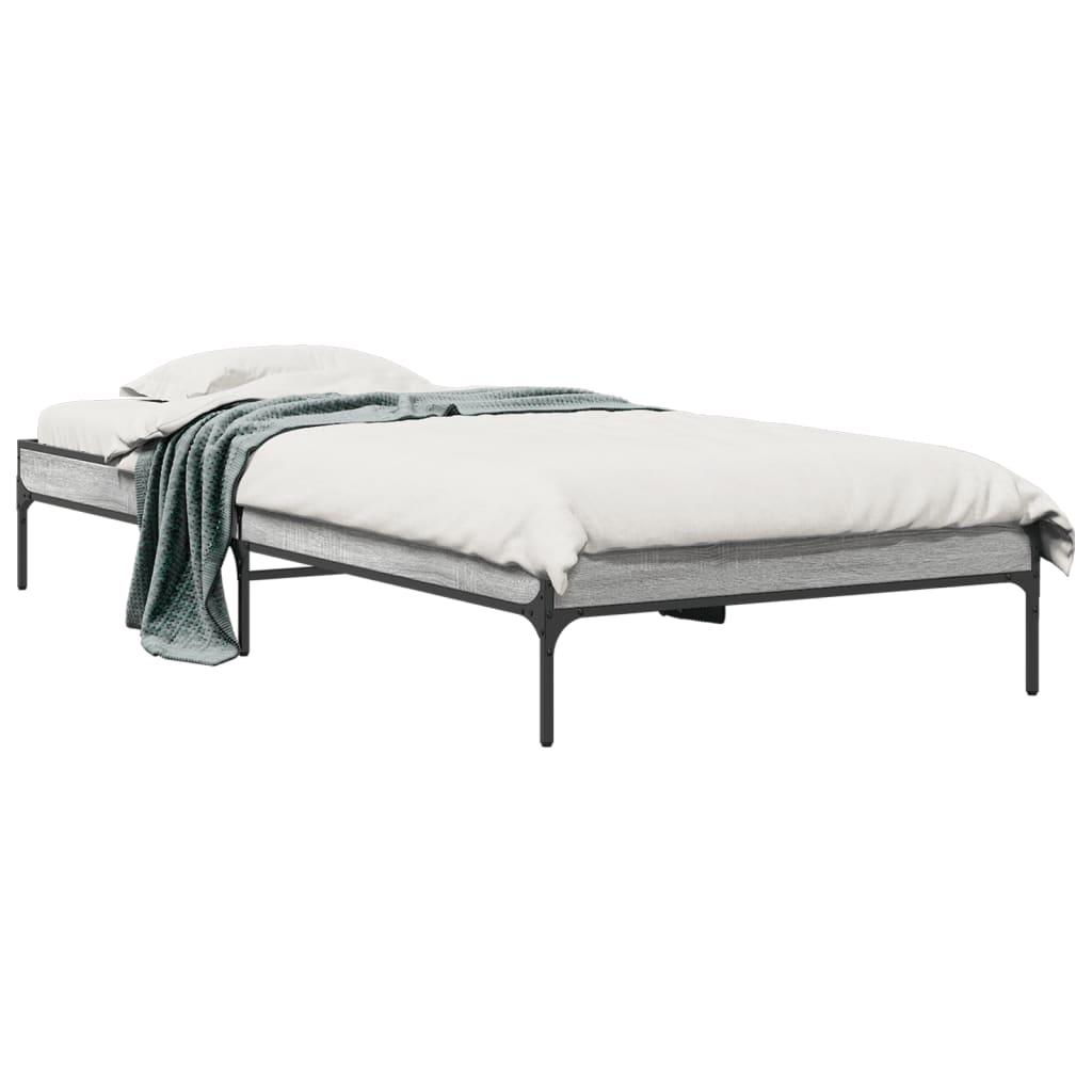 Sengeramme 90x200 Cm Konstrueret Træ Og Metal Grå Sonoma Eg