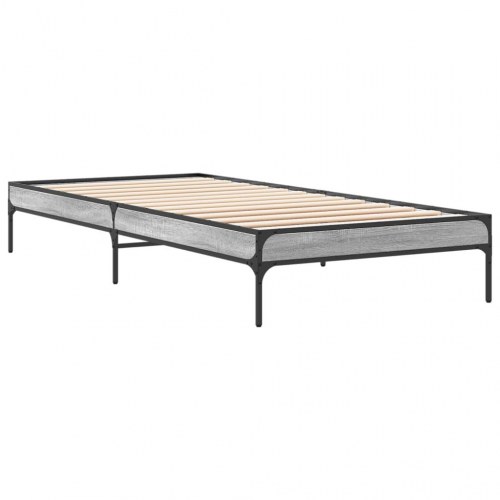 Sengeramme 90 x 200 cm i konstrueret træ og metal - grå sonoma-eg