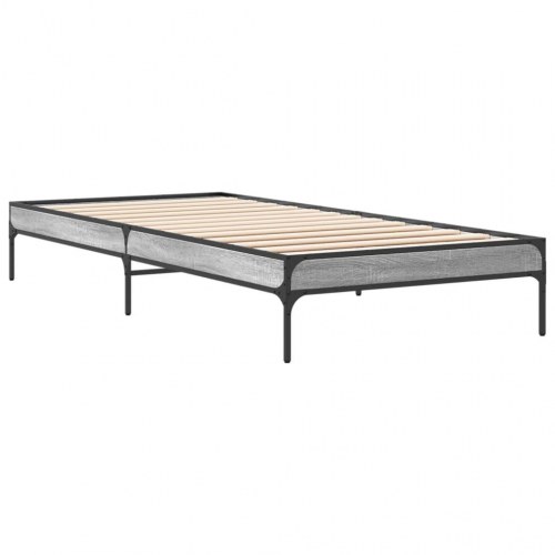 Sengeramme 90 x 200 cm i konstrueret træ og metal - grå sonoma-eg
