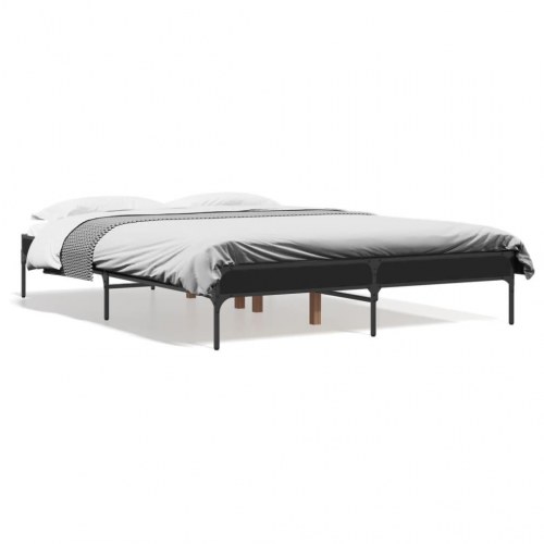 Sengestel 140x190 cm konstrueret træ og metal sort