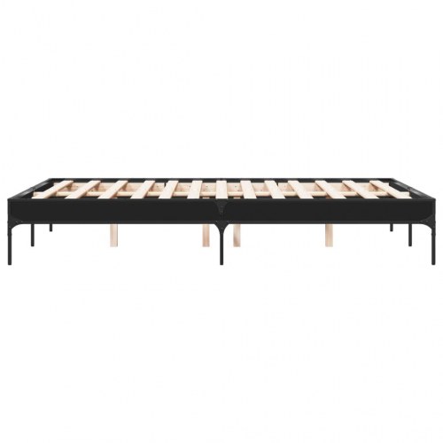 Sengestel 140x190 cm konstrueret træ og metal sort